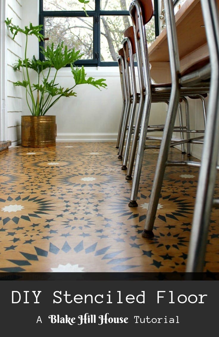 DIY Basics: Stenciled Floor Tutorial – Blake Hill House chalk-painted-floors-free-cement-tile-stencil-download-handmade-joy